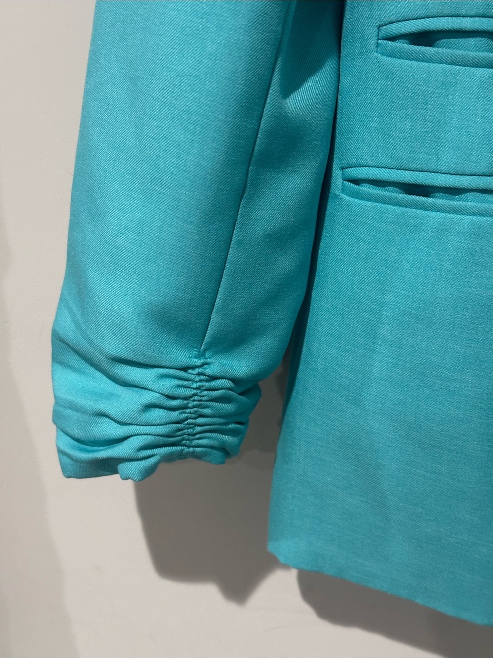 Kasper Separates Women’s Aqua Blue Blazer Jacket Ruched Sleeve Career Size 10 - Picture 6 of 6